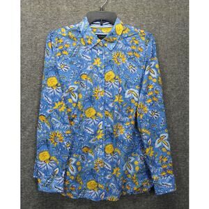 Talbots Button Top Size Medium Lightweight Floral Botanical Cotton